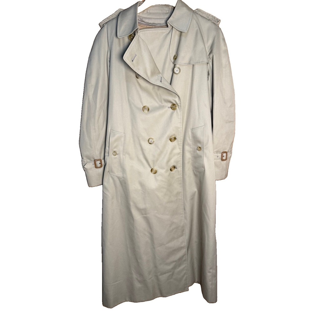 Burberrys Trench Coat Beige Double Breasted All Belts w Wool Liner Size 8 X-Long